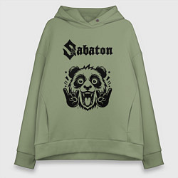 Толстовка оверсайз женская Sabaton - rock panda, цвет: авокадо