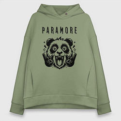 Толстовка оверсайз женская Paramore - rock panda, цвет: авокадо