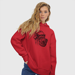 Толстовка оверсайз женская Кабан новогодний, цвет: красный — фото 2