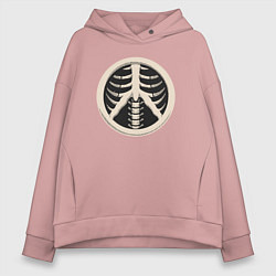 Толстовка оверсайз женская Peace skeletor, цвет: пыльно-розовый