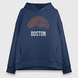 Толстовка оверсайз женская Boston Massachusetts, цвет: тёмно-синий