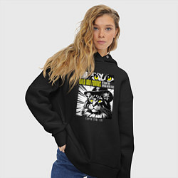 Толстовка оверсайз женская Кот в шляпе, цвет: черный — фото 2
