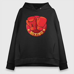 Толстовка оверсайз женская Boxing fight, цвет: черный
