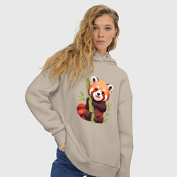 Толстовка оверсайз женская The Red Panda, цвет: миндальный — фото 2
