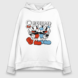 Толстовка оверсайз женская Cuphead and Mugman, цвет: белый