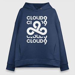 Толстовка оверсайз женская Cloud9 - in logo, цвет: тёмно-синий