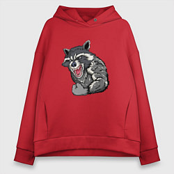 Толстовка оверсайз женская Raccoon, цвет: красный