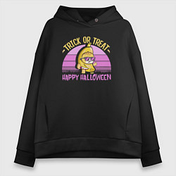 Толстовка оверсайз женская Trick or treat happy halloween colored, цвет: черный