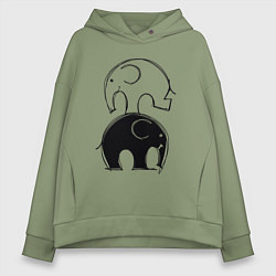 Женское худи оверсайз Cute elephants