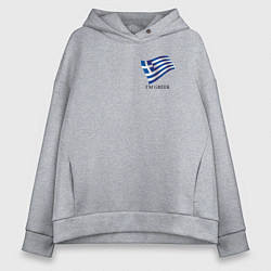 Толстовка оверсайз женская Im Greek - motto, цвет: меланж
