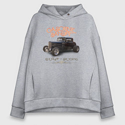 Толстовка оверсайз женская Хот род и надпись Gasoline bandit, цвет: меланж