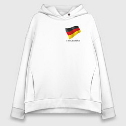 Толстовка оверсайз женская Im German - motto, цвет: белый