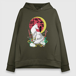 Толстовка оверсайз женская Лунная Инари, цвет: хаки