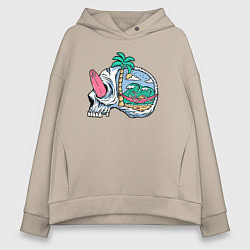 Толстовка оверсайз женская Dead summer skull, цвет: миндальный