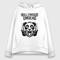 Толстовка оверсайз женская Hollywood Undead - rock panda, цвет: белый