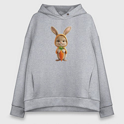 Женское худи оверсайз Веселый заяц - кролик с морковкой