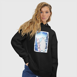 Толстовка оверсайз женская Медвежий сноуборд, цвет: черный — фото 2