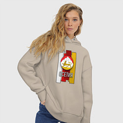 Толстовка оверсайз женская Осетия герб, цвет: миндальный — фото 2