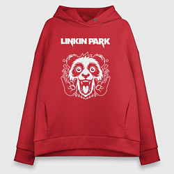 Толстовка оверсайз женская Linkin Park rock panda, цвет: красный
