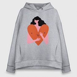 Толстовка оверсайз женская Heart girl, цвет: меланж
