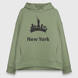 Толстовка оверсайз женская New York mood, цвет: авокадо