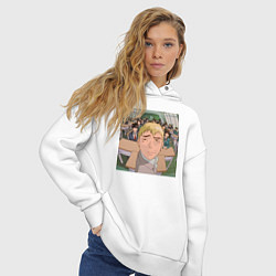 Толстовка оверсайз женская Эйкити Онидзука преподаватель, цвет: белый — фото 2