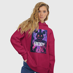 Толстовка оверсайз женская Freddy - мишка Фредди, цвет: маджента — фото 2