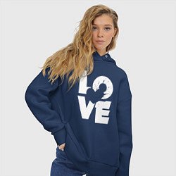 Толстовка оверсайз женская Love heart, цвет: тёмно-синий — фото 2