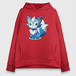 Толстовка оверсайз женская Синий лисенок, цвет: красный