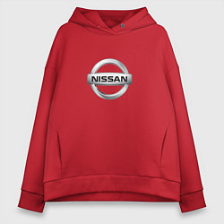 Толстовка оверсайз женская Nissan logo, цвет: красный