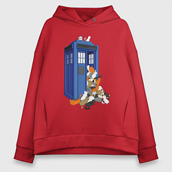 Женское худи оверсайз Тардис и котики