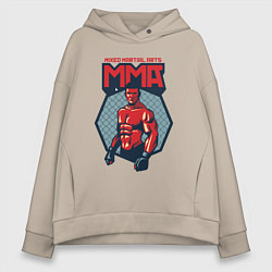 Толстовка оверсайз женская MMA warrior, цвет: миндальный