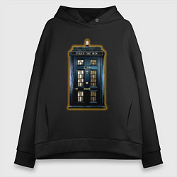 Толстовка оверсайз женская Tardis Sherlock, цвет: черный