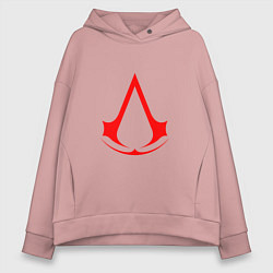 Толстовка оверсайз женская Red logo of assassins, цвет: пыльно-розовый