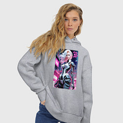 Толстовка оверсайз женская Pretty Barbie blond - cyberpunk ai art, цвет: меланж — фото 2