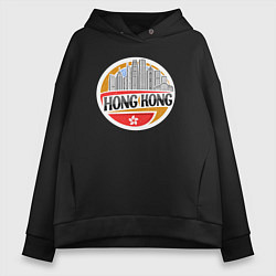 Толстовка оверсайз женская Мегаполис Гонконг, цвет: черный