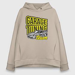 Толстовка оверсайз женская Garage tuning team, цвет: миндальный