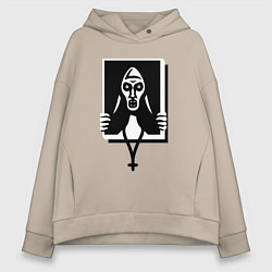 Толстовка оверсайз женская Ведьма монашка, цвет: миндальный