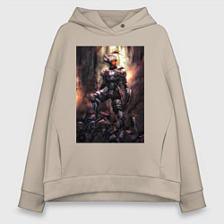 Толстовка оверсайз женская Убийца гоблинов рыцарь, цвет: миндальный