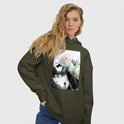 Толстовка оверсайз женская Реинкарнация безработного Сильфиетта арт, цвет: хаки — фото 2