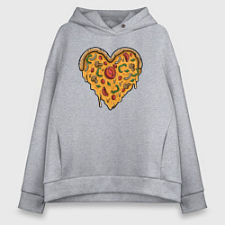 Толстовка оверсайз женская Pizza heart, цвет: меланж