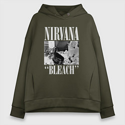 Толстовка оверсайз женская Nirvana bleach black album, цвет: хаки