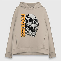 Толстовка оверсайз женская Череп с клыками, цвет: миндальный