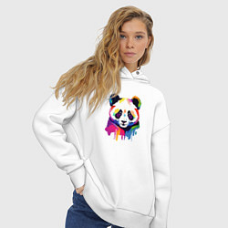 Толстовка оверсайз женская Яркий портрет панды, цвет: белый — фото 2