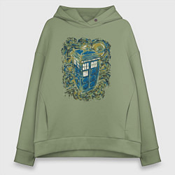 Толстовка оверсайз женская Ван Гог - Тардис, цвет: авокадо