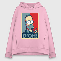 Толстовка оверсайз женская Homer with donut, цвет: светло-розовый