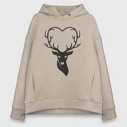 Толстовка оверсайз женская Love deer, цвет: миндальный