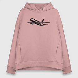 Толстовка оверсайз женская Сухой Суперджет 100 черный, цвет: пыльно-розовый