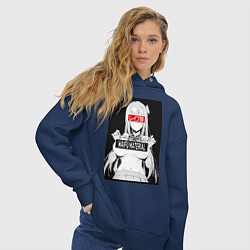 Толстовка оверсайз женская Senpai waifu, цвет: тёмно-синий — фото 2