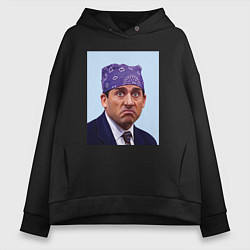 Толстовка оверсайз женская Michael Scott - Prison mike the office meme, цвет: черный